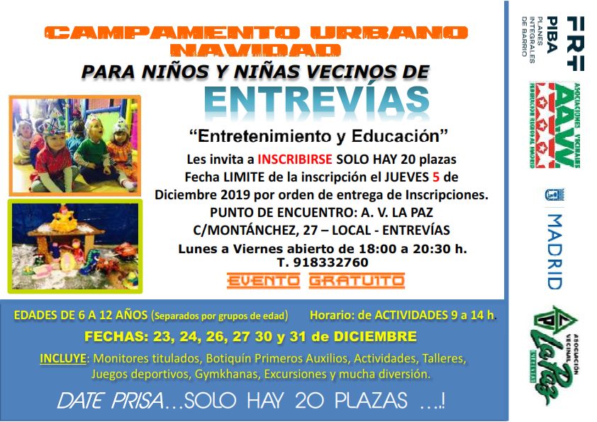 Campamento NAvidad 2019 Entrevías